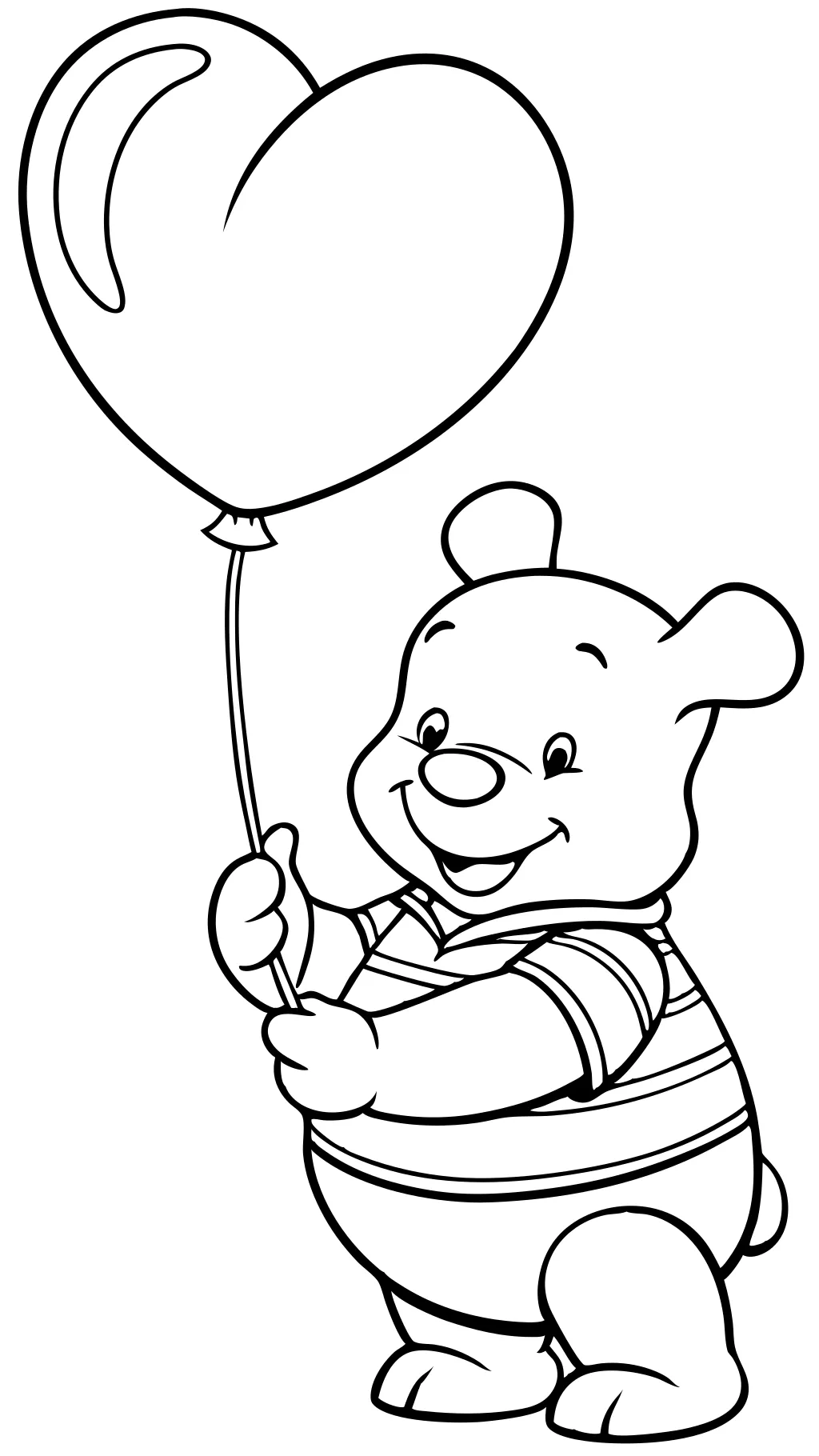 POOH Páginas para colorear Winnie the Pooh sosteniendo un corazón